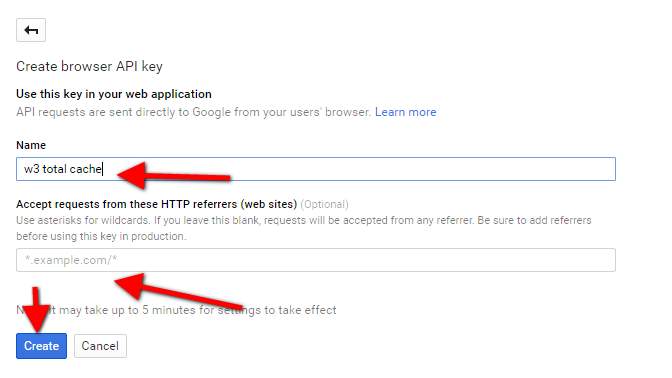 google page speed insights apikey oluşturma