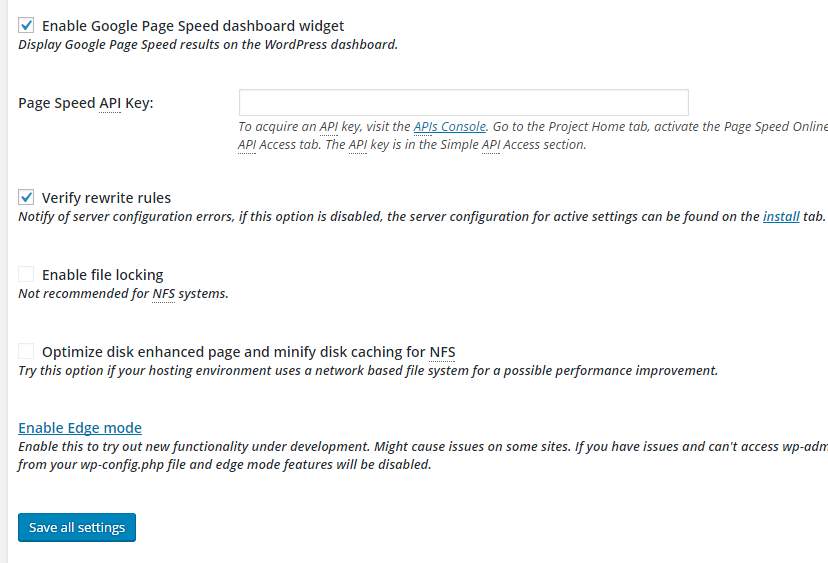 w3 total cache google page speed