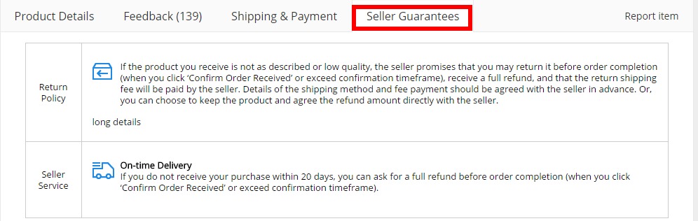 Aliexpress'ten ürün satın alırken ürün garantisi
