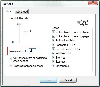 Kırık Link Tekniği program ayarları