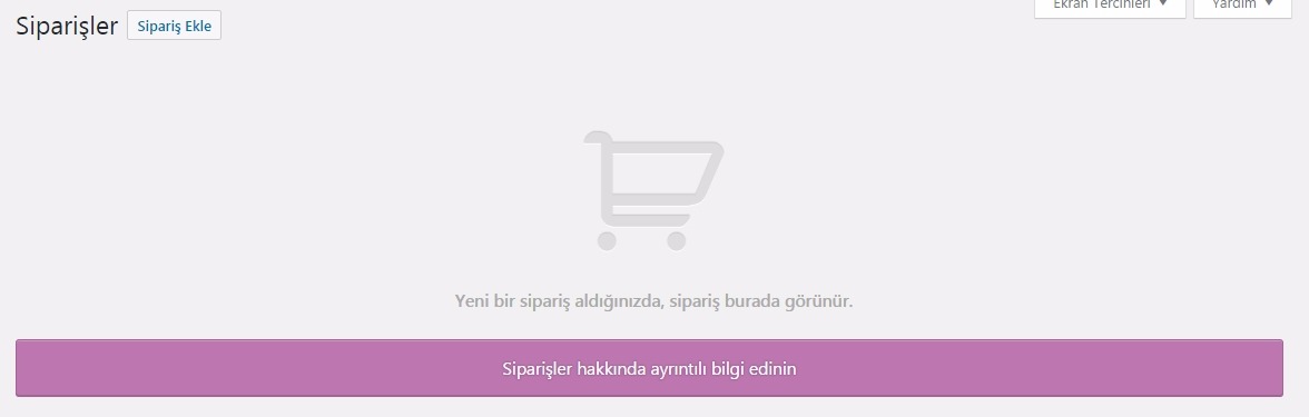 Woocommerce kurulum siparişler