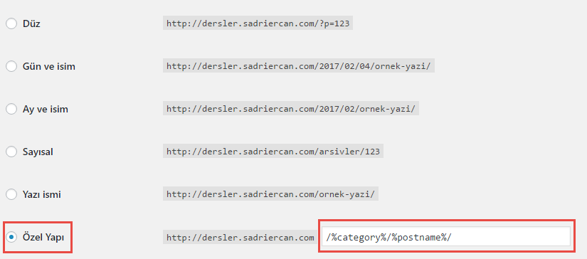 Wordpress url yapısında kategori ve alt kategorileri göstermek